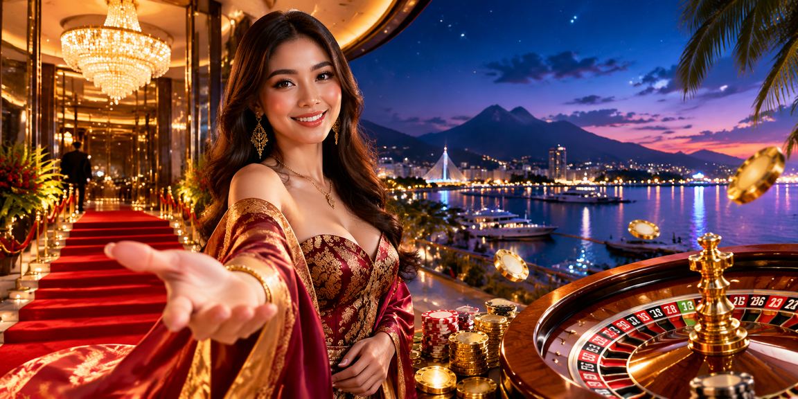 Model Vietnam memainkan roulette di meja kasino modern dengan ekspresi antusias